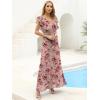imageANRABESS Women V Neck Ruffle Sleeve Floral Pleated Maxi Dresses Summer Boho Belt Empire Waist Wedding Guest Party Flowy DressFloral Red Rose