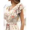 imageANRABESS Women V Neck Ruffle Sleeve Floral Pleated Maxi Dresses Summer Boho Belt Empire Waist Wedding Guest Party Flowy DressMulticolored Rose Apricot