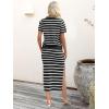 imageANRABESS Womens 2 Piece Outfits Striped Sweater Skirt Sets 2026 Spring Casual Short Sleeve Pullover Tops Travel Midi DressBlack White