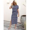 imageANRABESS Womens 2 Piece Outfits Striped Sweater Skirt Sets 2026 Spring Casual Short Sleeve Pullover Tops Travel Midi DressBlue White
