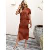 imageANRABESS Womens 2 Piece Outfits Striped Sweater Skirt Sets 2026 Spring Casual Short Sleeve Pullover Tops Travel Midi DressBrick Red Black Stripe