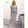 imageANRABESS Womens 2 Piece Outfits Striped Sweater Skirt Sets 2026 Spring Casual Short Sleeve Pullover Tops Travel Midi DressGrey White
