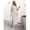 imageANRABESS Womens 2 Piece Outfits Striped Sweater Skirt Sets 2026 Spring Casual Short Sleeve Pullover Tops Travel Midi DressWhite Grey Stripe