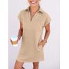 imageANRABESS Womens 2026 Summer Collared V Neck Tshirt Dress Casual Cap Sleeve Spring Mini Vacation Dresses with PocketsAlmond