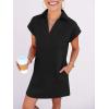 imageANRABESS Womens 2026 Summer Collared V Neck Tshirt Dress Casual Cap Sleeve Spring Mini Vacation Dresses with PocketsBlack