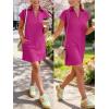 imageANRABESS Womens 2026 Summer Collared V Neck Tshirt Dress Casual Cap Sleeve Spring Mini Vacation Dresses with PocketsHot Pink
