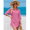 imageANRABESS Womens Bathing Suit Cover Ups Swimsuit Beach Coverup Hollow Out Swimwear 2026 Summer Outfits Bikini Dress ShirtHot Pink