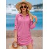 imageANRABESS Womens Bathing Suit Cover Ups Swimsuit Beach Coverup Hollow Out Swimwear 2026 Summer Outfits Bikini Dress ShirtHot Pink