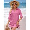 imageANRABESS Womens Bathing Suit Cover Ups Swimsuit Beach Coverup Hollow Out Swimwear 2026 Summer Outfits Bikini Dress ShirtHot Pink