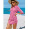 imageANRABESS Womens Bathing Suit Cover Ups Swimsuit Beach Coverup Hollow Out Swimwear 2026 Summer Outfits Bikini Dress ShirtHot Pink