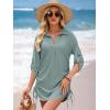 imageANRABESS Womens Bathing Suit Cover Ups Swimsuit Beach Coverup Hollow Out Swimwear 2026 Summer Outfits Bikini Dress ShirtSage Green