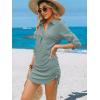 imageANRABESS Womens Bathing Suit Cover Ups Swimsuit Beach Coverup Hollow Out Swimwear 2026 Summer Outfits Bikini Dress ShirtSage Green