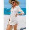 imageANRABESS Womens Bathing Suit Cover Ups Swimsuit Beach Coverup Hollow Out Swimwear 2026 Summer Outfits Bikini Dress ShirtWhite