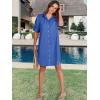 imageANRABESS Womens Button Down Shirt Dress Summer Short Sleeve Business Casual Shift Dresses with Pockets 2026 TrendyDeep Blue