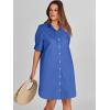 imageANRABESS Womens Button Down Shirt Dress Summer Short Sleeve Business Casual Shift Dresses with Pockets 2026 TrendyDeep Blue