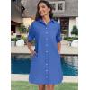 imageANRABESS Womens Button Down Shirt Dress Summer Short Sleeve Business Casual Shift Dresses with Pockets 2026 TrendyDeep Blue