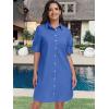 imageANRABESS Womens Button Down Shirt Dress Summer Short Sleeve Business Casual Shift Dresses with Pockets 2026 TrendyDeep Blue