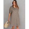 imageANRABESS Womens Button Down Shirt Dress Summer Short Sleeve Business Casual Shift Dresses with Pockets 2026 TrendyDeep Khaki