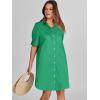 imageANRABESS Womens Button Down Shirt Dress Summer Short Sleeve Business Casual Shift Dresses with Pockets 2026 TrendyGreen