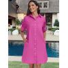 imageANRABESS Womens Button Down Shirt Dress Summer Short Sleeve Business Casual Shift Dresses with Pockets 2026 TrendyHot Pink