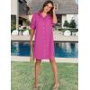 imageANRABESS Womens Button Down Shirt Dress Summer Short Sleeve Business Casual Shift Dresses with Pockets 2026 TrendyHot Pink
