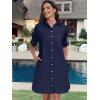 imageANRABESS Womens Button Down Shirt Dress Summer Short Sleeve Business Casual Shift Dresses with Pockets 2026 TrendyNavy Blue