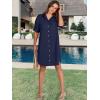 imageANRABESS Womens Button Down Shirt Dress Summer Short Sleeve Business Casual Shift Dresses with Pockets 2026 TrendyNavy Blue