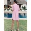imageANRABESS Womens Button Down Shirt Dress Summer Short Sleeve Business Casual Shift Dresses with Pockets 2026 TrendyPink