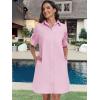 imageANRABESS Womens Button Down Shirt Dress Summer Short Sleeve Business Casual Shift Dresses with Pockets 2026 TrendyPink