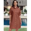 imageANRABESS Womens Button Down Shirt Dress Summer Short Sleeve Business Casual Shift Dresses with Pockets 2026 TrendyRed Brown