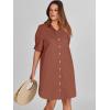 imageANRABESS Womens Button Down Shirt Dress Summer Short Sleeve Business Casual Shift Dresses with Pockets 2026 TrendyRed Brown