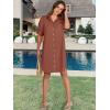 imageANRABESS Womens Button Down Shirt Dress Summer Short Sleeve Business Casual Shift Dresses with Pockets 2026 TrendyRed Brown
