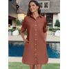 imageANRABESS Womens Button Down Shirt Dress Summer Short Sleeve Business Casual Shift Dresses with Pockets 2026 TrendyRed Brown