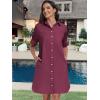 imageANRABESS Womens Button Down Shirt Dress Summer Short Sleeve Business Casual Shift Dresses with Pockets 2026 TrendyWine Red