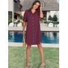 imageANRABESS Womens Button Down Shirt Dress Summer Short Sleeve Business Casual Shift Dresses with Pockets 2026 TrendyWine Red