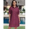 imageANRABESS Womens Button Down Shirt Dress Summer Short Sleeve Business Casual Shift Dresses with Pockets 2026 TrendyWine Red