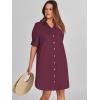 imageANRABESS Womens Button Down Shirt Dress Summer Short Sleeve Business Casual Shift Dresses with Pockets 2026 TrendyWine Red
