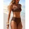 imageANRABESS Womens High Waisted Bikini Sets 2 Piece Swimsuits Cute Lace Square Neck Modest Bathing Suit 2026Coffee