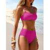 imageANRABESS Womens High Waisted Bikini Sets 2 Piece Swimsuits Cute Lace Square Neck Modest Bathing Suit 2026Hot Pink