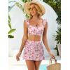 imageANRABESS Womens High Waisted Bikini Skirt Set Built in Buttom Two Piece Swimsuits 2026 Summer Beach Bathing Suit SwimwearWhite Pink Floral