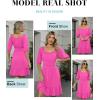 imageANRABESS Womens Lantern Short Sleeve Square Neck Casual Flowy Mini Dresses 2026 Holiday Summer Spring Beach Vacation ClothesHot Pink