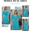 imageANRABESS Womens Lantern Short Sleeve Square Neck Casual Flowy Mini Dresses 2026 Holiday Summer Spring Beach Vacation ClothesLake Green