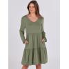 imageANRABESS Womens Long Sleeve Dress 2026 Fall Casual V Neck Tiered Flowy Short Dresses Spring Beach Travel Vacation ClothesArmy Green