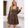 imageANRABESS Womens Long Sleeve Dress 2026 Fall Casual V Neck Tiered Flowy Short Dresses Spring Beach Travel Vacation ClothesCoffee