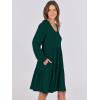 imageANRABESS Womens Long Sleeve Dress 2026 Fall Casual V Neck Tiered Flowy Short Dresses Spring Beach Travel Vacation ClothesDeep Green