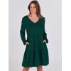 imageANRABESS Womens Long Sleeve Dress 2026 Fall Casual V Neck Tiered Flowy Short Dresses Spring Beach Travel Vacation ClothesDeep Green
