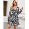 imageANRABESS Womens Long Sleeve Dress 2026 Fall Casual V Neck Tiered Flowy Short Dresses Spring Beach Travel Vacation ClothesFloral Black