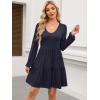 imageANRABESS Womens Long Sleeve Dress 2026 Fall Casual V Neck Tiered Flowy Short Dresses Spring Beach Travel Vacation ClothesNavy Blue
