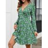 imageANRABESS Womens Long Sleeve Wrap Dress Floral Flowy ALine Casual Work Spring Vacation Short DressesGreen White Purple Floral