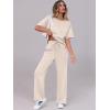 imageANRABESS Womens Lounge Sets 2 Piece Outfits 2026 Summer Casual Short Sleeve Sweatsuits Matching Tracksuits Wide Leg Pant SetApricot